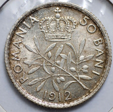 1912 Romania 50 Bani Silver