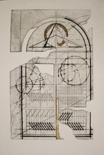 Walter VALENTINI,“La porta del tempo A”acquaforte,design,arte contemporanea