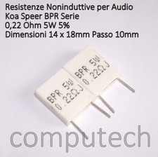 2 pezzi 0,22 Ohm 5W 5% Resistenza in ceramica non induttiva per audio KOA BPR