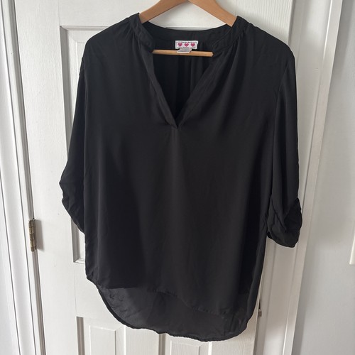 Three pink hearts blouse black - three,
