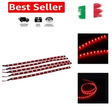 5 X Rosso 12V Striscia Luminosa sottoscocca Impermeabile Flessibile 15 LED 30...