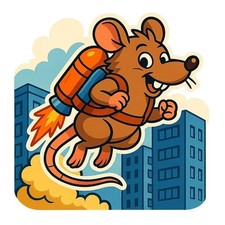 Adesivo ratto con jetpack in