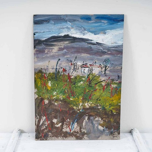 Olio cartone astratto - su,
