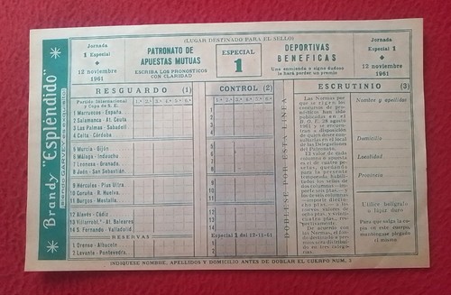 Spain boleto quiniela - de, 1961