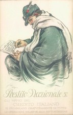 ag121 cartolina prestito nazionale illustratore mazza