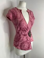 Maglia rosa vintage anni 90 Fornarina wrap top UK 8 OTTIME CONDIZIONI Y2K fantasia paillettes elasticizzato stampa