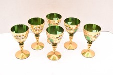Set 6 Bicchieri Vino Veneziani Italiani Italia Murano Oro 24k e Smalto 5,25"