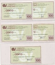 lotto di 5 miniassegni lire