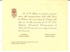 1937 FIERA DI PADOVA Invito inaugurazione - Obbligo uniforme fascista *Biglietto