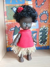 "FIBA", Bambola vintage, Afro, anni 70, altezza 19 cm, vinile e plastica.