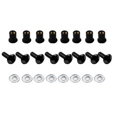 SET VITI + GOMMINI NERI PER PARABREZZA SPILER CUPOLINO PARAVENTO MOTO SCOOTER