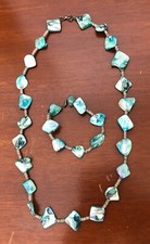 COLLANA E BRACCIALETTO VINTAGE PIETRE DURE - VERDE CANGIANTE