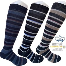 6 Paia Calze Lunghe Uomo righe disegnate in Caldo Cotone100% Morbide di qualità