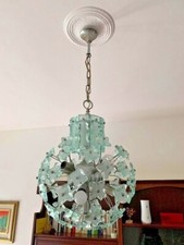 FontanaArte Rare Ice Glass Crystal Chandelier ZEROQUATTRO 11 Light Sputnik 60s