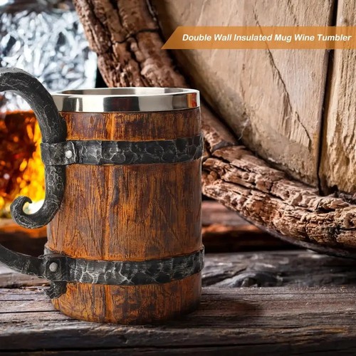 Tazza birra stile legno