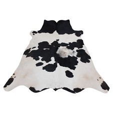 Esotico Tappeto Nero e Bianco Medio Mucca Tappeto Pelle Vero Mucca Pelle