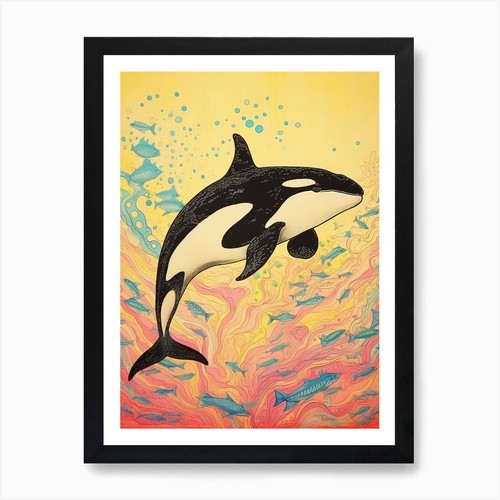 Rainbow waves orca crayon - rainbow,