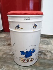 BIDONE CONTENITORE POUF PUFFI SMURFS SCHTROUMPFS PEYO KORTEKAAS VINTAGE 1982