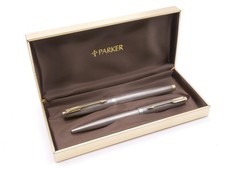 Parure penna stilografica + ballpoint Parker 75 Silver 925 Ciselè full set