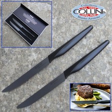 Kyocera - Set 2 coltelli bistecca lama in ceramica nera