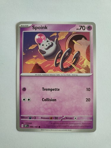 Carte pokémon spoink - pokémon,