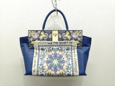 Borsa tote modello blu botanica senza tracolla LE PANDORINE