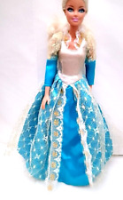 B127 - BARBIE principessa? 90s abito vestito lungo azzurro bianco pizzo