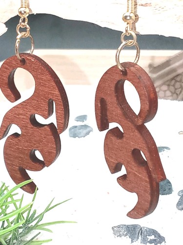 Boucle oreille bois - d'oreille,