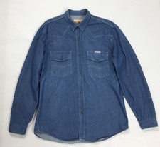 Wampum jeans camicie uomo M shirt casual lunga azzurra blu usato vintage T1917