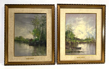 COPPIA DIPINTO OLIO CARTONCINO