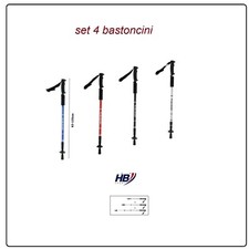 set 4 bastoncini bastoni regolabili per camminata sport trekking nordic walking