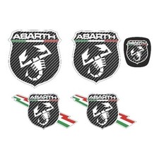 Kit loghi adesivi 500/595 Abarth COPRILOGHI CARBON LOOK - BIANCO