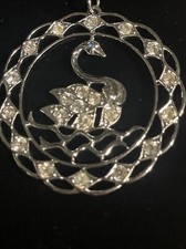 COLLANA STRASS SARAH COVENTRY "LAGO DEI CIGNI" TONO ARGENTO 24" CATENA ORIGINALE 