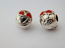 2 CIONDOLI CLIP SMALTO CILIEGIE ROSSE PANDORA 925 ORIGINALI PANDORA 925-791093EN39