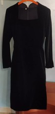VESTITO DONNA IN VELLUTO NERO MANICA LUNGA VINTAGE