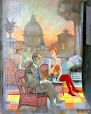 Giovanni Vulic, Quadro dipinto ad olio su tela,  cm. 50 x 40. Terrazza romana