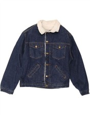 GREEN FOX Giacca Uomo Sherpa Denim UK 38 Blu Medio CO23