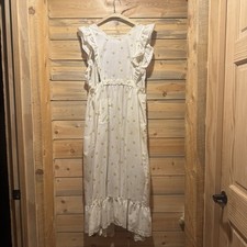 Grembiule vintage Neiman Marcus girasoli bianchi lunghezza intera cottage core L/XL