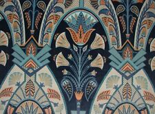 Arte Deco Festival Moonlight Blu Peluche Velluto Tessuto Tenda Fodera Cuscino