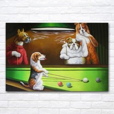 Dogs Playing Pool Billiards