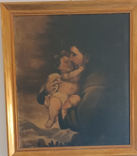 Antico dipinto olio tela - su,