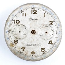 DULCIA Vintage Quadrante Dial e Platina Chronographe Suisse Cal. Landeron 48