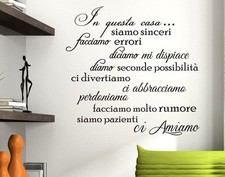 WALL STICKERS ADESIVI MURALI FRASE IN QUESTA CASA SIAMO SINCERI MURALE FRASI