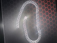 Catena maglia cubana moissanite argento/oro 24 pollici gioielli hip hop (LEGGI DISCO)