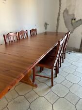 Tavolo in legno massello abete con 6 sedie per taverna o tavernetta, allungabile