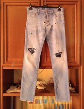 dsquared biker distressed knee cut jeans cool guy vintage style 46 made in italy