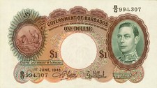 72)Barbados Governo delle Barbados 1 Dollaro 1.6.1943 - Riproduzione