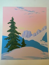 Giovanni Meschini 1888-1977 Pochoir Dolomiti