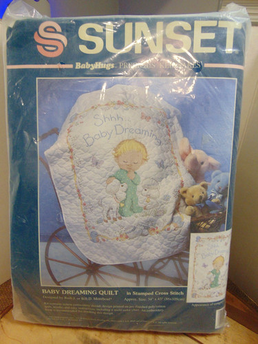 Vtg sunset baby quilt kit - baby,
