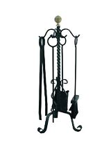 Set Attrezzi Camino Attrezzatura Caminetto Kit Completo da 4 Pz in Ferro Battuto